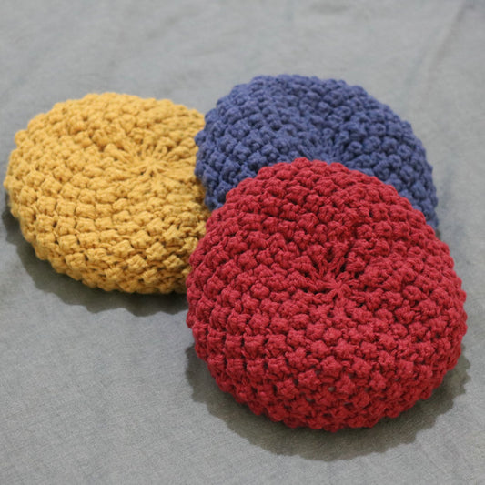 Women's Handmade Preppy Solid Color Knitted Beret