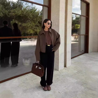 Fall And Winter Lapels Woolen Coat