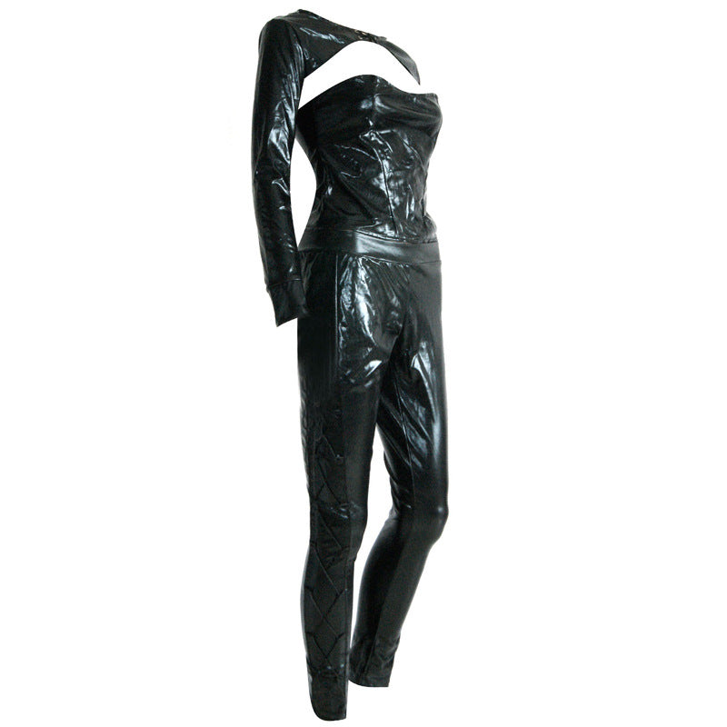 New Leather One-piece Catsuit Dress
