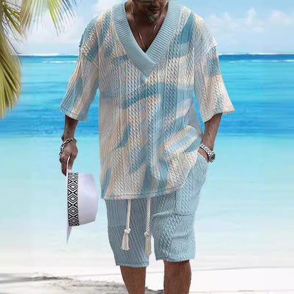 Casual Printing Suit Men's Summer Loose Short Sleeve T-shirt Shorts Set