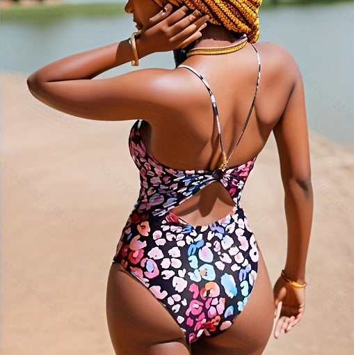 Women's Printed One-piece Non-Back Swimsuit