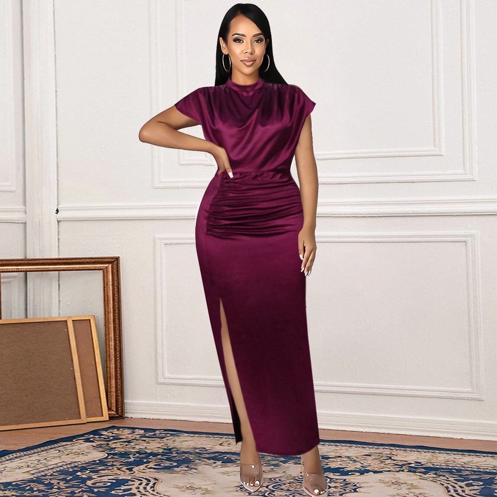 New Burgundy Cashmere Plus Size Dresses Women Dress Summer