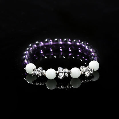 Purple Glass Beads Retro Butterfly Sky Blue Luminous Ball Bracelet Bracelet