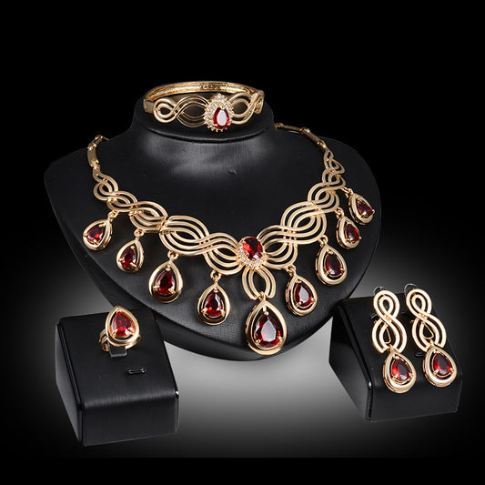 Set Jewelry Fashion Gems Necklace And Earrings Alloy Jewelry - FLIPSTYLEZLLC