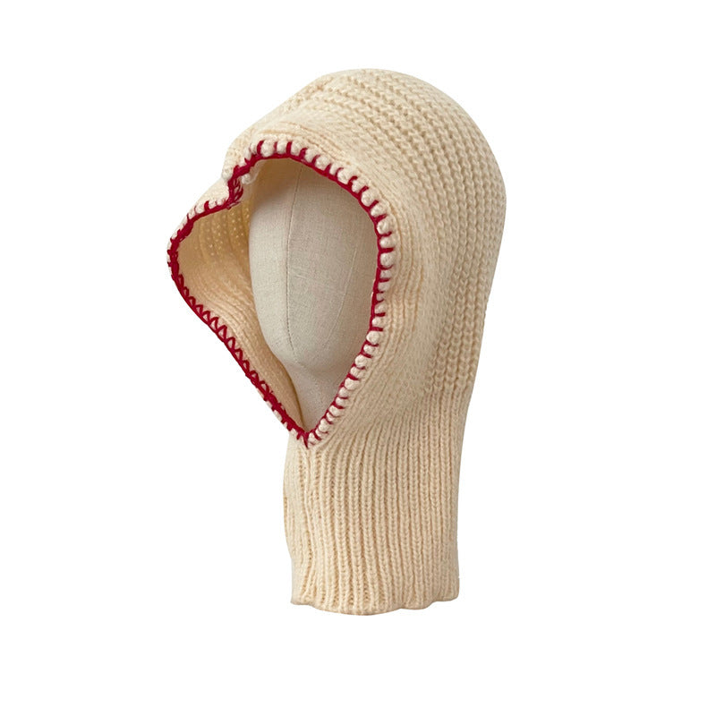 Special-interest Design Autumn And Winter Warm Cool Contrast Color Edge Sealing One-piece Scarf Knitted Woolen Cap