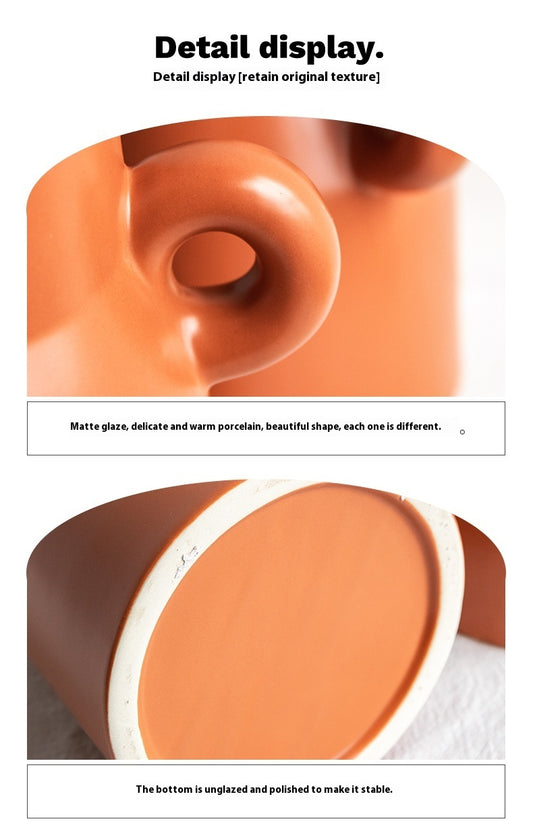 Creative Large Diameter Ceramic Storage Tank Art Single Ear Vase