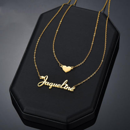 Double Layer Necklace Female English Alphabet Clavicle Pendant