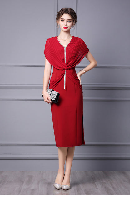 Slim Waist Length Skirt Red