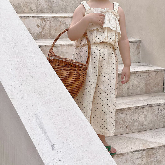 Fashion Personality Girl's Polka Dot Sling Suit