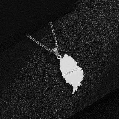 Stylish And Personalized Titanium Steel Smooth Golden Grenada Map