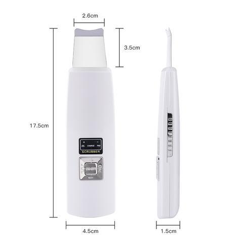 Ultrasonic Skin Scrubber: Face Cleanser for Blackhead and Acne Removal Experience a facial spa treatment  vibrating massager, featuring ultrasound peeling technology for effective cleansing. Model 394.