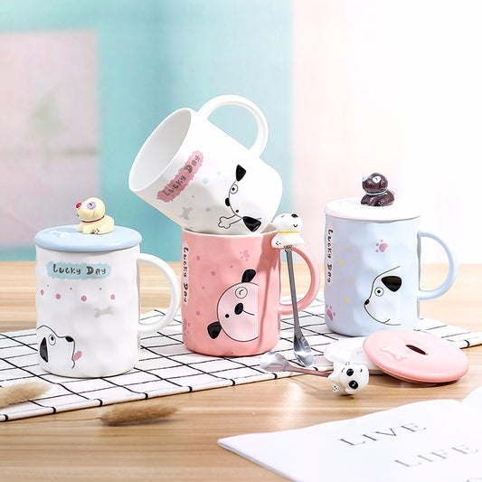 Three-dimensional relief puppy doll creative cup