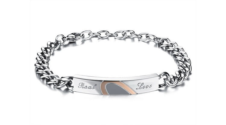 Fashion Love Black Rose Gold Peach Heart Couple Bracelet