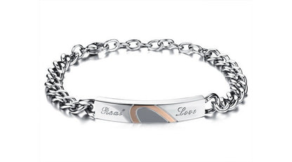 Fashion Love Black Rose Gold Peach Heart Couple Bracelet