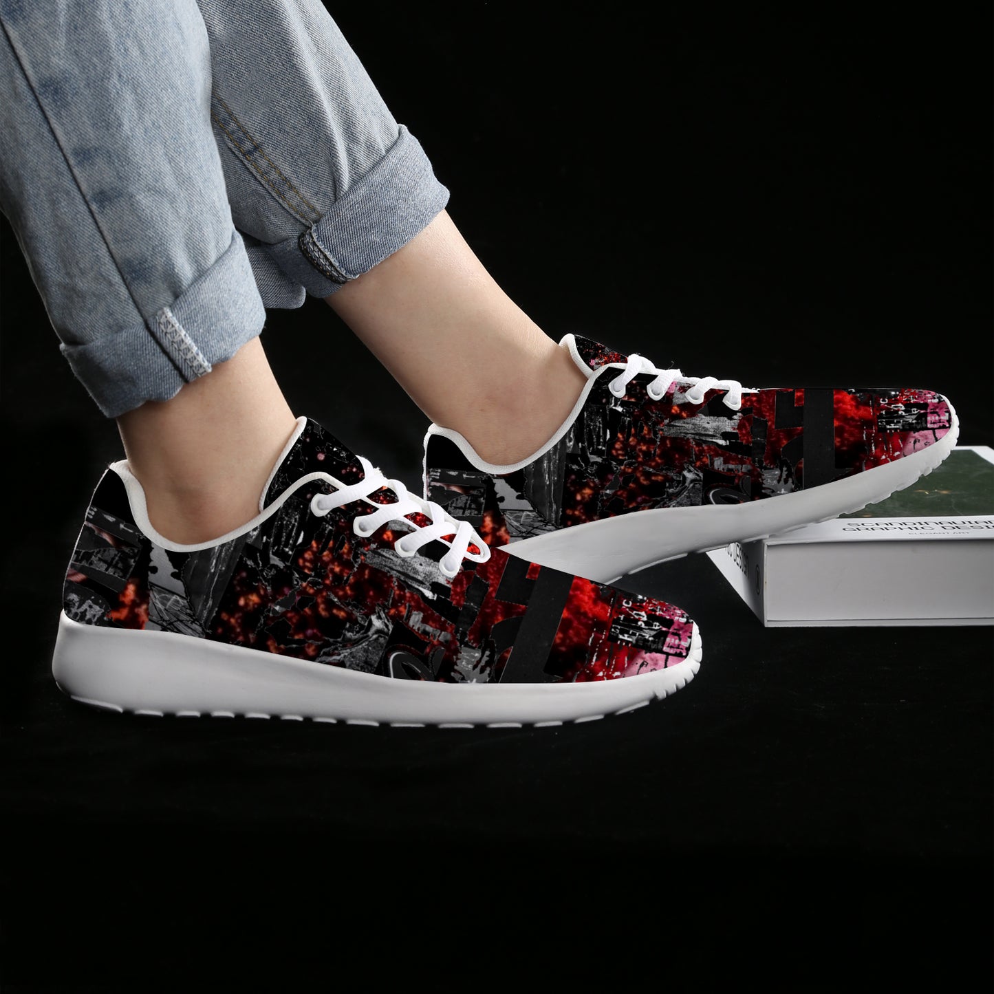 New Red splatter design DESIGNS BY KIEKIE Men's Athletic Shoes