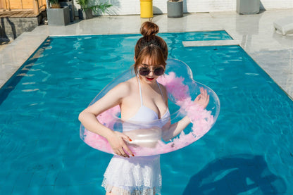 Inflatable love feather swimming ring