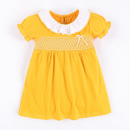 Children's skirt princess dress with puff sleeves