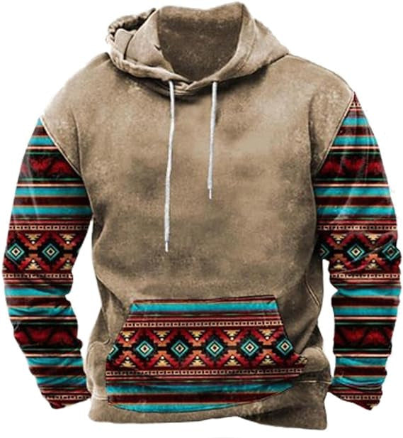 Native buffalo Printed winter Hoodie Men's fashion