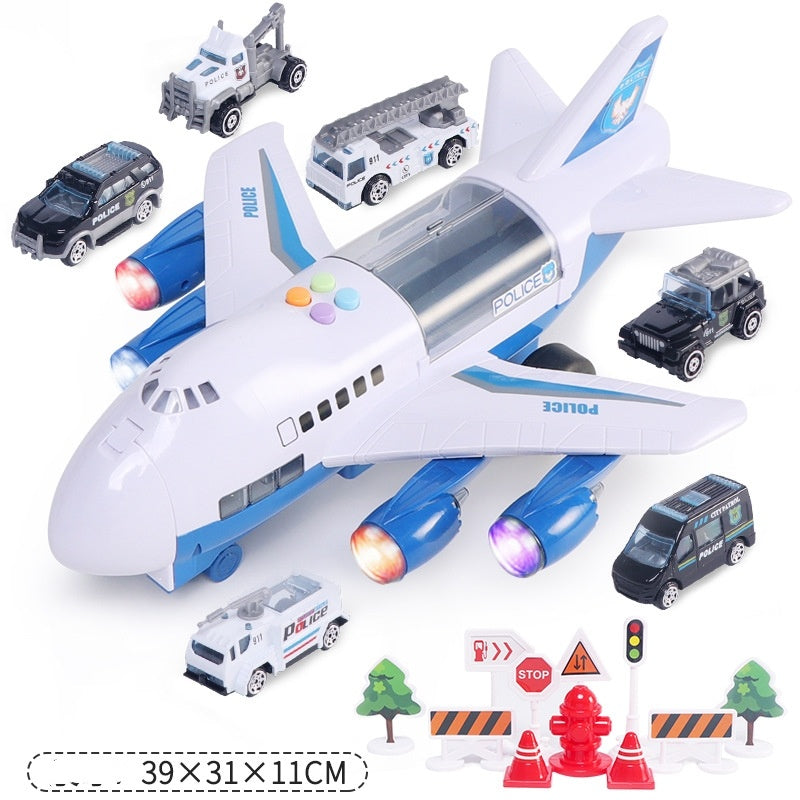 Children's Music Story Simulation Track Inertia Toy Aircraft Storage Passenger Plane Police Fire Rescue Baby Boy Toy Car