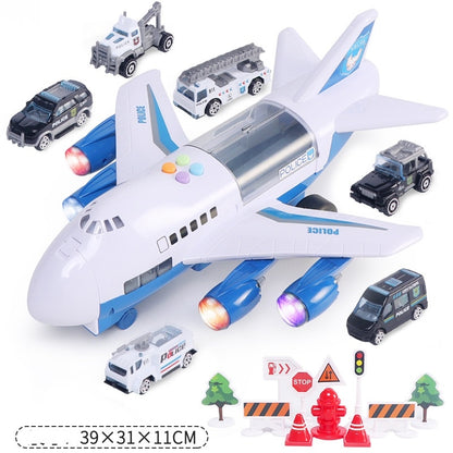 Children's Music Story Simulation Track Inertia Toy Aircraft Storage Passenger Plane Police Fire Rescue Baby Boy Toy Car