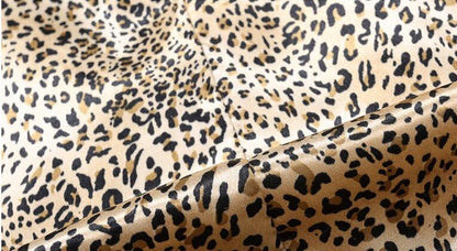 Mid-length Leopard Print  Raccoon Fur Collar Coat