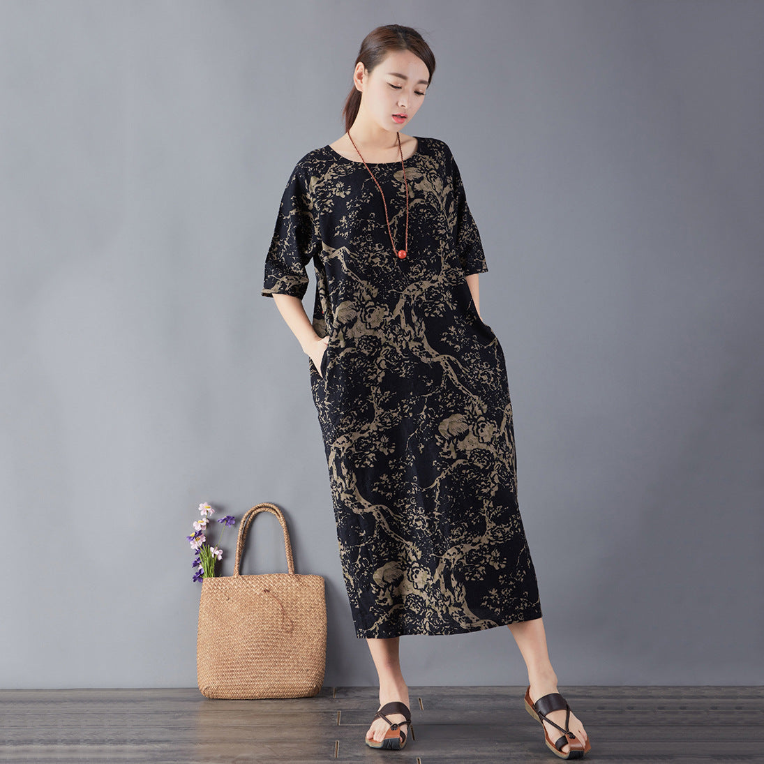 Women's commoner literary retro plus size dress