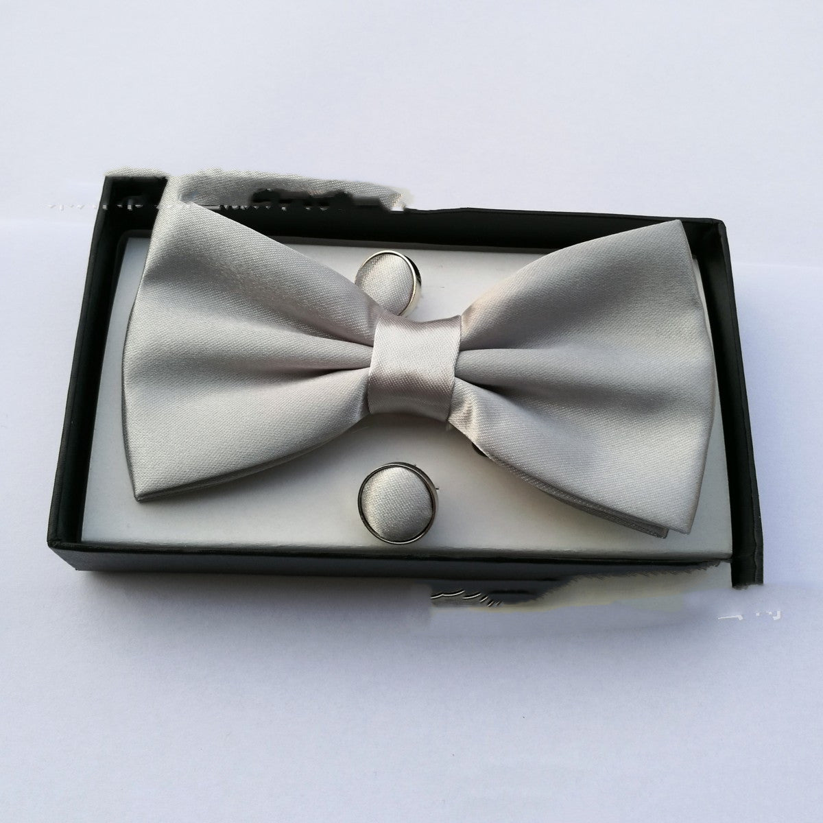 Pocket Square Cufflinks Set Men's Bow Gift Box