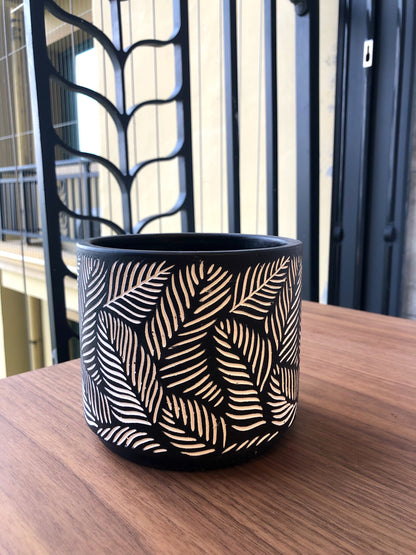 Nordic minimalist relief carved cement flower pot