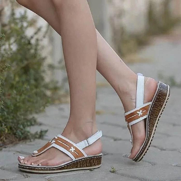 Sandals plus size women's shoes wedge velcro