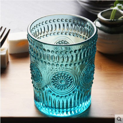 New Colorful Relief Glass Water Cup