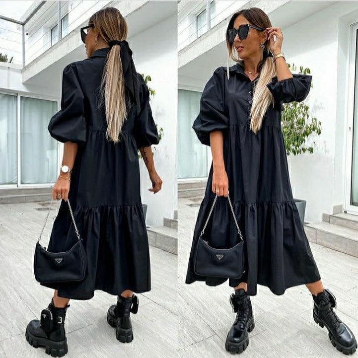 Shirt Lapel Plus Size Loose Swing Dress