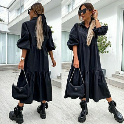 Shirt Lapel Plus Size Loose Swing Dress