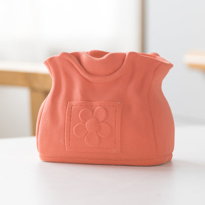 Dehua Frosted Wide Mouth Handbag Ceramic Vase Ornament Simple European Retro