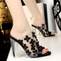 Women High Heels Shoes Transparent Crystal Flower Sandals - FLIPSTYLEZLLC