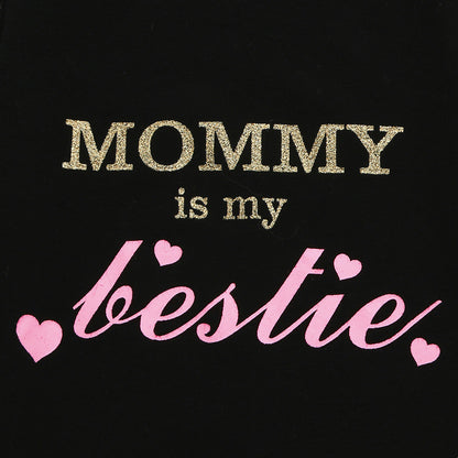 Girls' Fashion Casual Short-sleeved Printed Romper Bow Mesh Skirt Suit