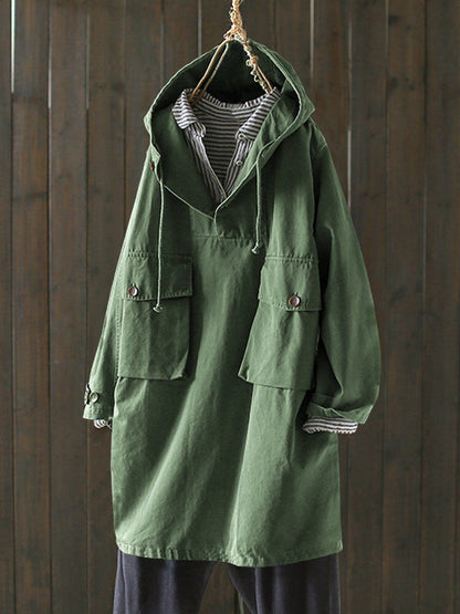 Women's plus size mid-length trench coat