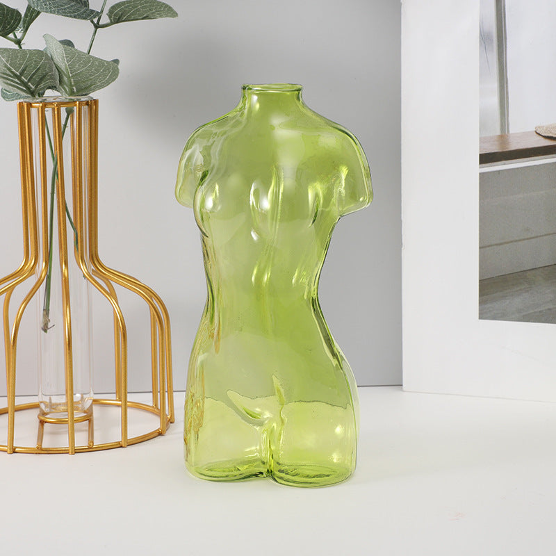 Colored Glass Body Art Flower Arrangement Vase Ornaments