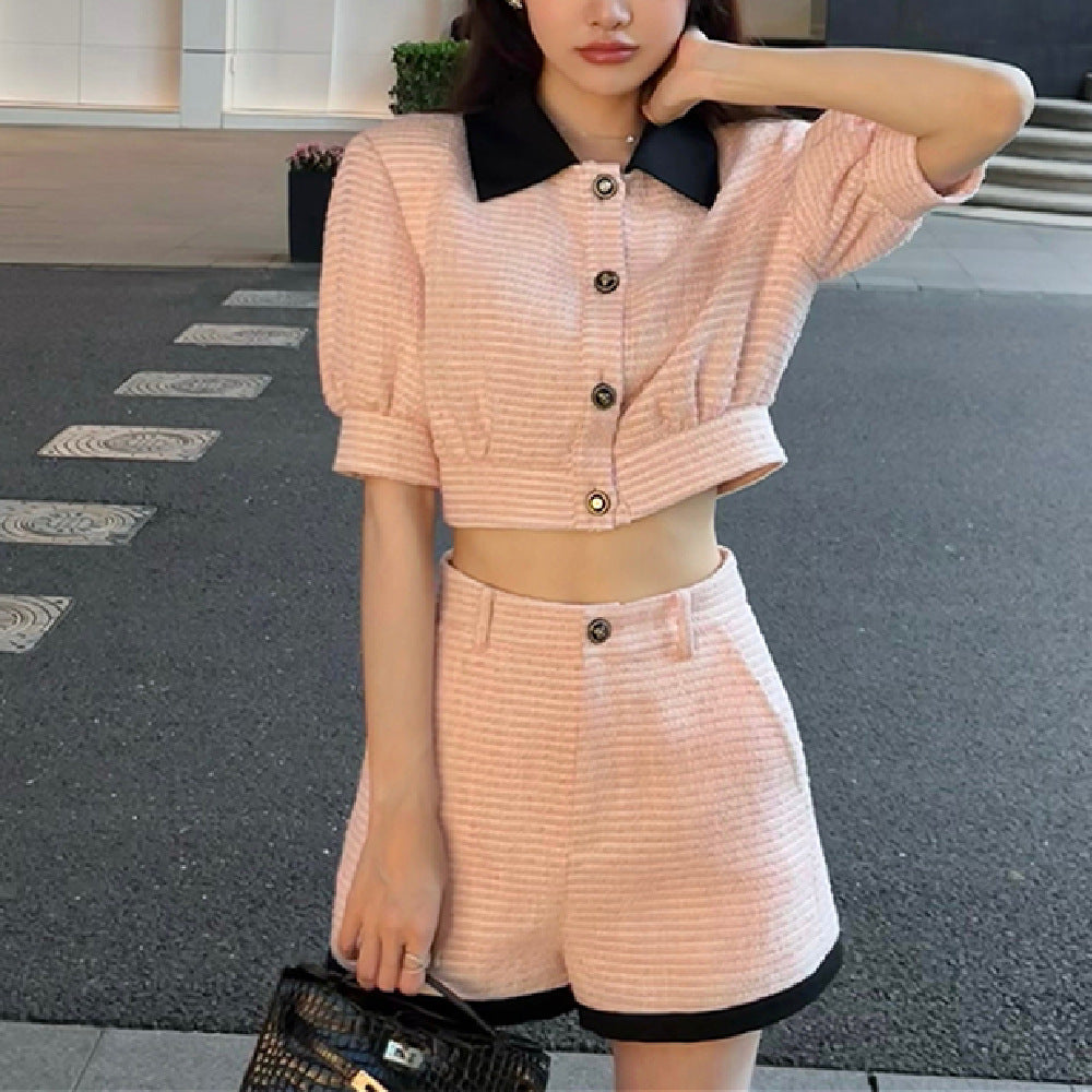 Women's Summer High-end Sweet And Salty Shorts Two-piece Set