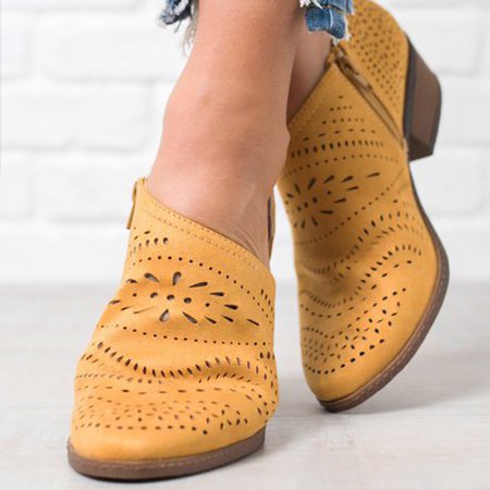 European and American hollow low heel women shoes - FLIPSTYLEZLLC