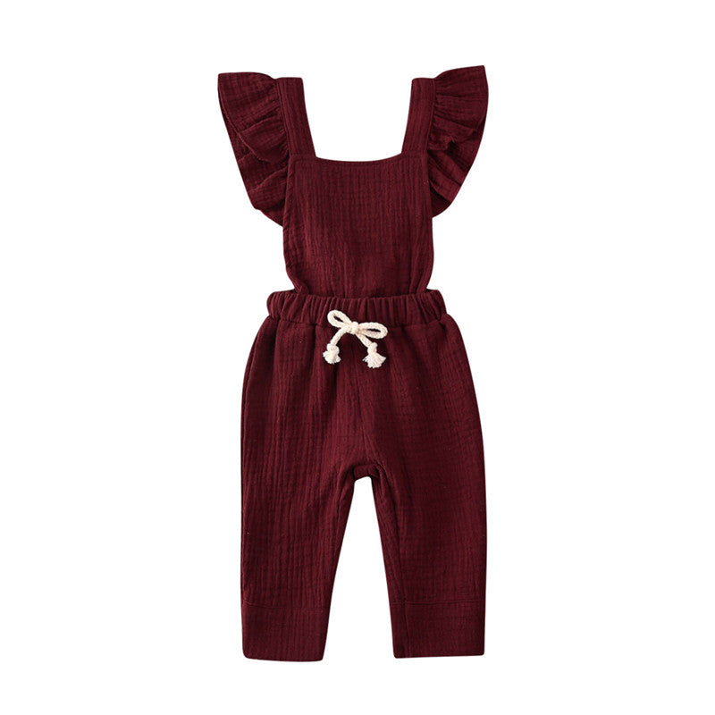 Bubble cotton pleated flying sleeve suspenders