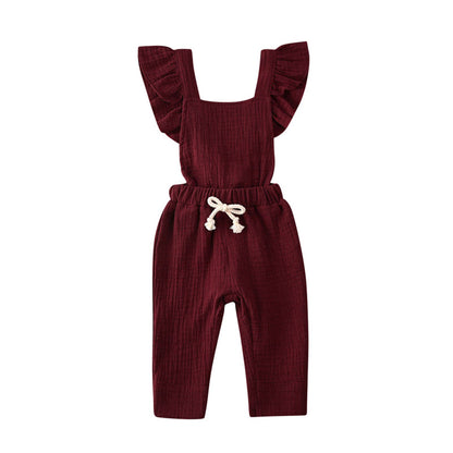 Bubble cotton pleated flying sleeve suspenders