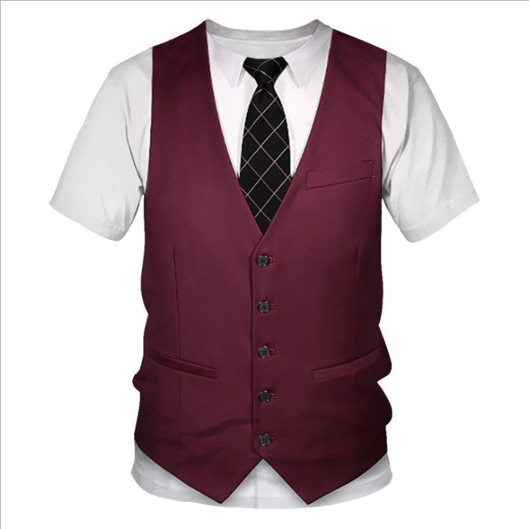 Vest uniform 3D digital print T-shirt