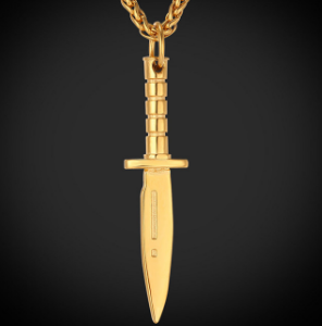 Men's Pendant Trinkets Europe and America Titanium Steel Stainless Steel Necklace Samurai Swords Electroplating Knife Gifts Foreign Trade