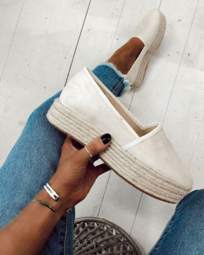 Women hemp platform shoes laofers girl slip - FLIPSTYLEZLLC