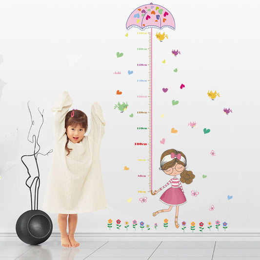 SK7043 Cartoon Girl Umbrella Height Measurement Wall Sticker Living Room Bedroom Wall Sticker Glass Doors And Windows TV Background Decorative Sticker