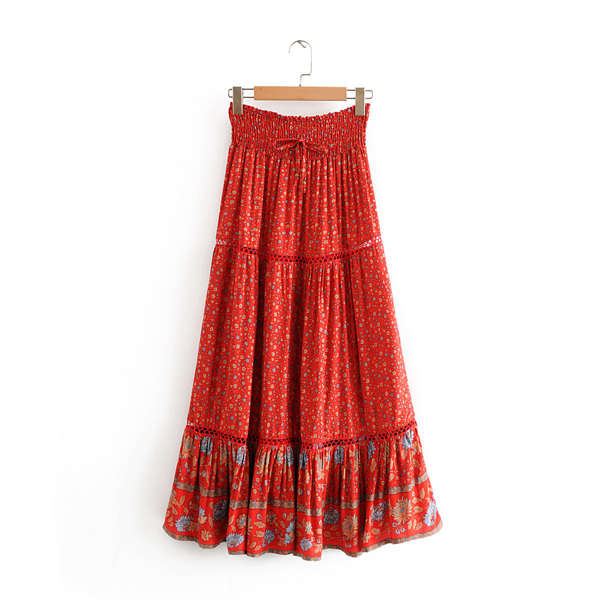 Printed cutout red sunflower skirt