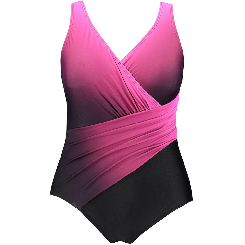 New purple and black swimsuit Women's high waist skirt plus size