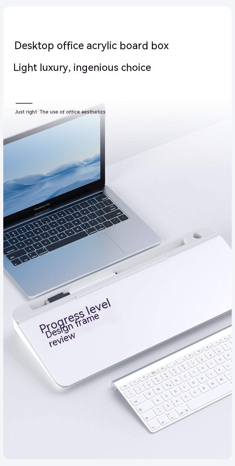 Computer Desktop Keyboard Portable Erasable Message Note Board Office Storage Box