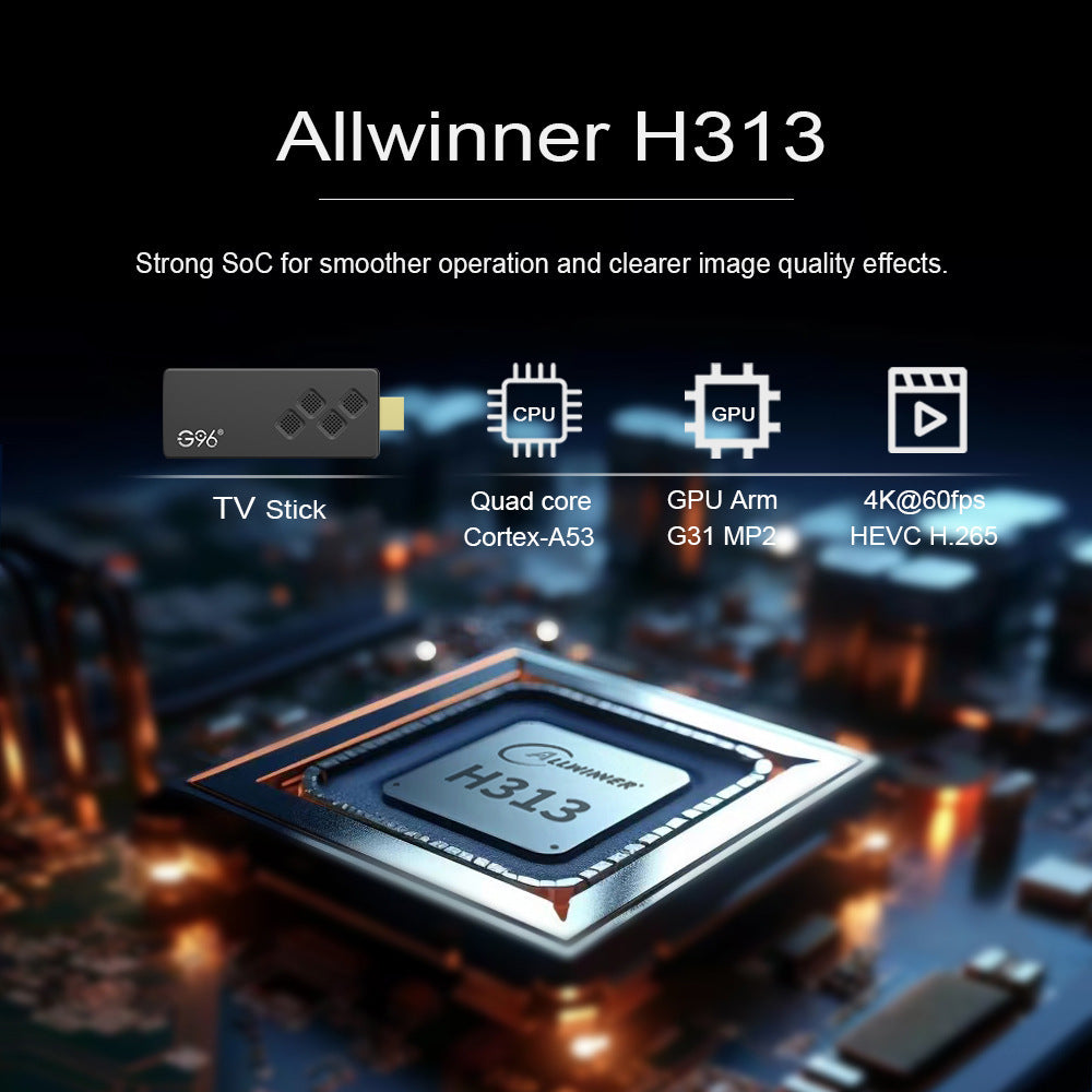 New G96TVDongle Allwinner H313 Android 13 Dual WIFI Bluetooth HD Android TVBOX