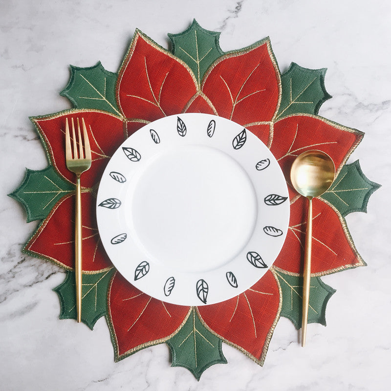 Christmas red Holly table mat